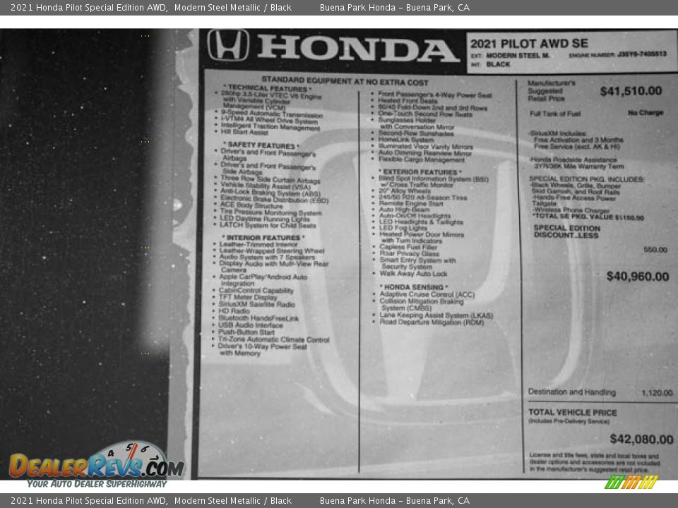 2021 Honda Pilot Special Edition AWD Modern Steel Metallic / Black Photo #15