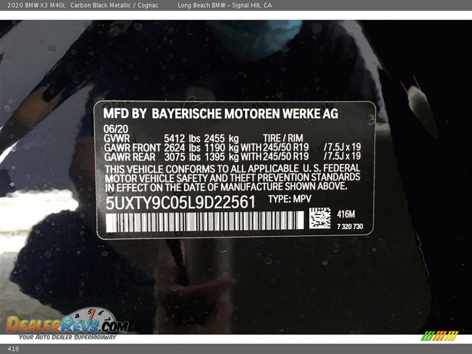 BMW Color Code 416 Carbon Black Metallic