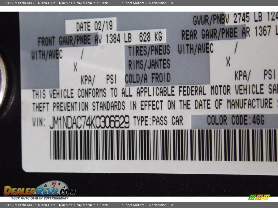 2019 Mazda MX-5 Miata Club Machine Gray Metallic / Black Photo #25