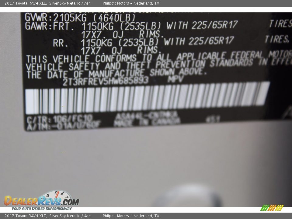 2017 Toyota RAV4 XLE Silver Sky Metallic / Ash Photo #30