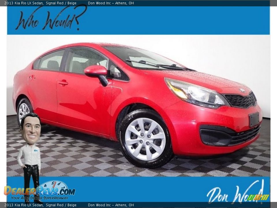 2013 Kia Rio LX Sedan Signal Red / Beige Photo #1