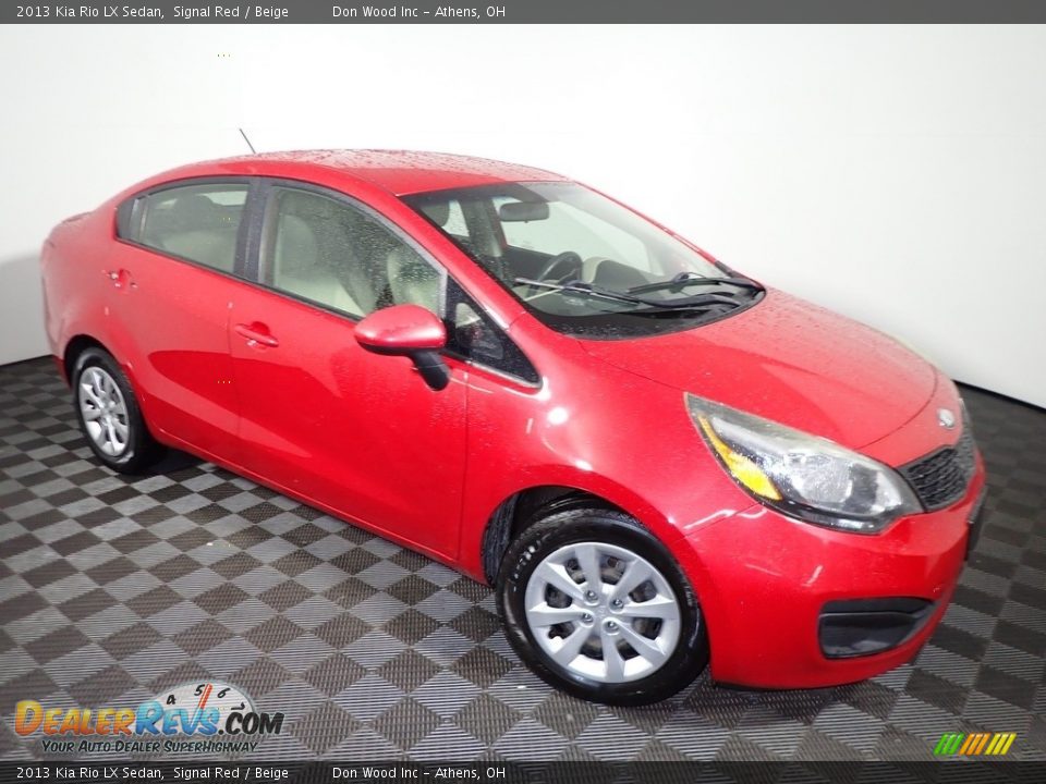 2013 Kia Rio LX Sedan Signal Red / Beige Photo #2