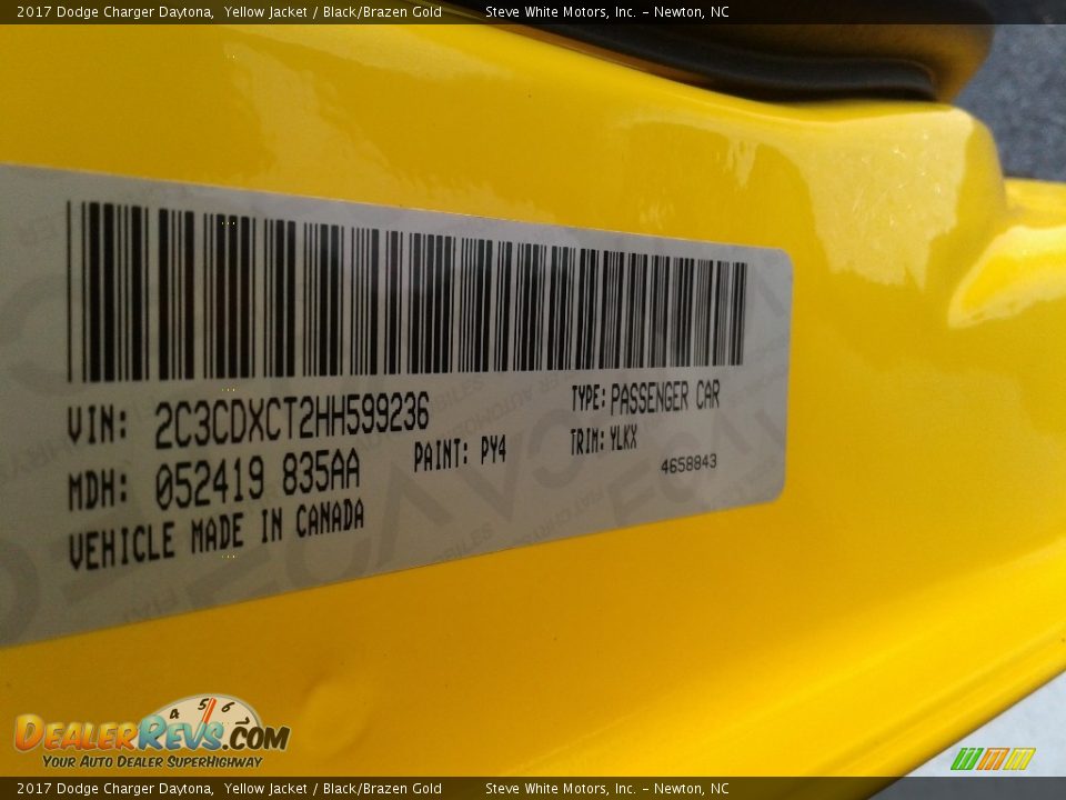 2017 Dodge Charger Daytona Yellow Jacket / Black/Brazen Gold Photo #32