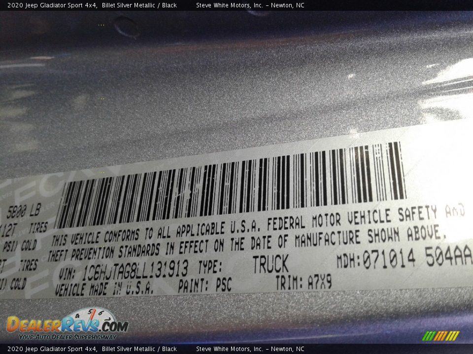 2020 Jeep Gladiator Sport 4x4 Billet Silver Metallic / Black Photo #31