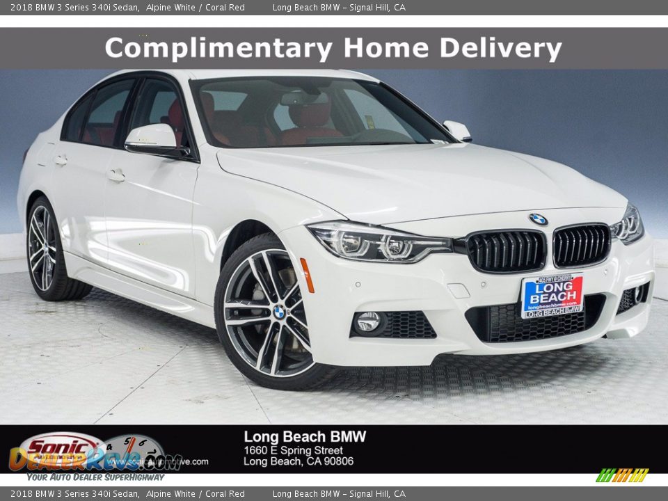 2018 BMW 3 Series 340i Sedan Alpine White / Coral Red Photo #1
