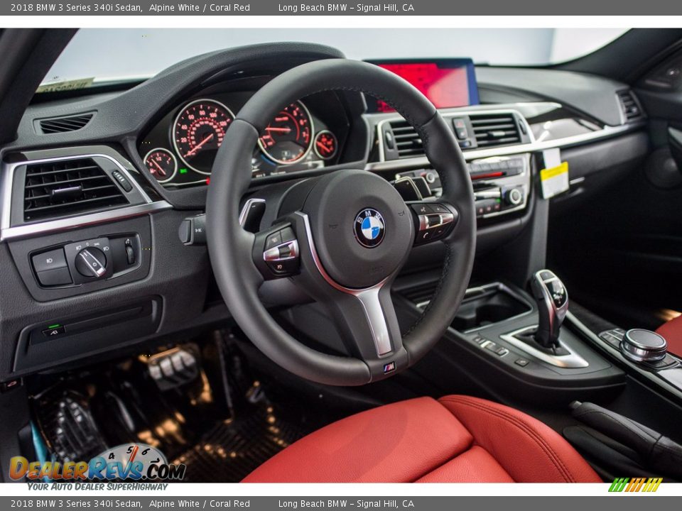 2018 BMW 3 Series 340i Sedan Alpine White / Coral Red Photo #6