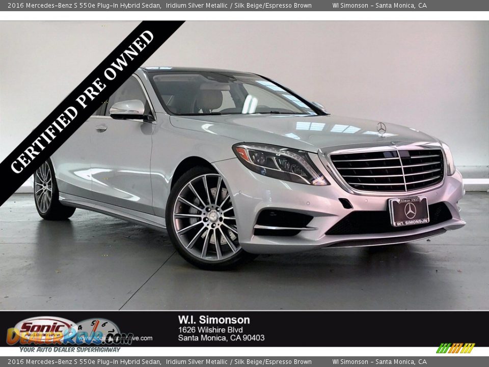 2016 Mercedes-Benz S 550e Plug-In Hybrid Sedan Iridium Silver Metallic / Silk Beige/Espresso Brown Photo #1