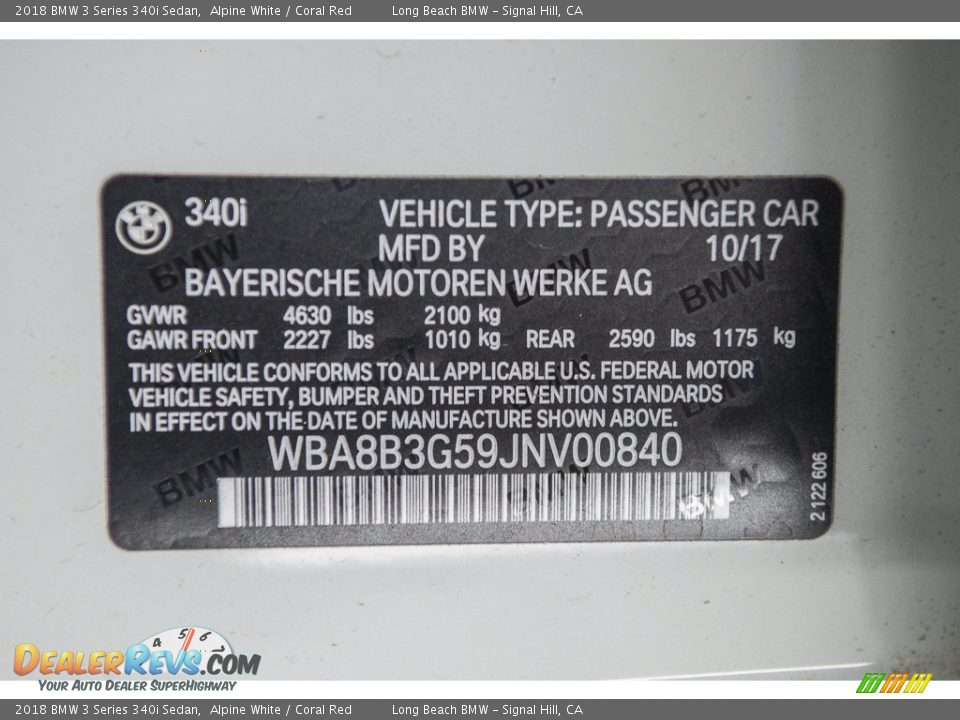 2018 BMW 3 Series 340i Sedan Alpine White / Coral Red Photo #12