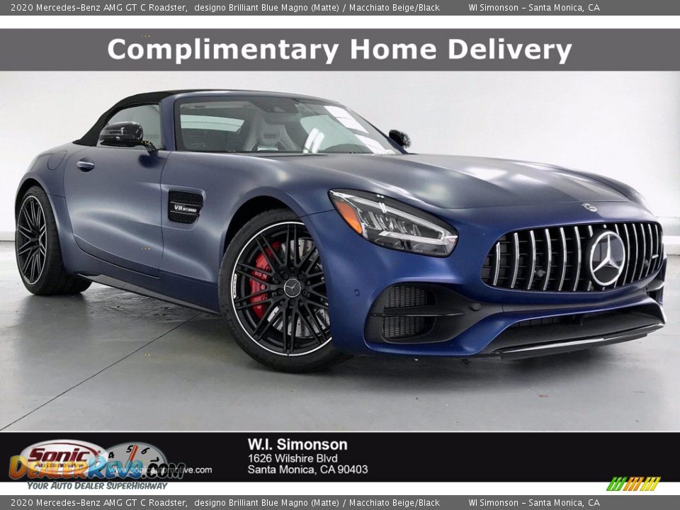 2020 Mercedes-Benz AMG GT C Roadster designo Brilliant Blue Magno (Matte) / Macchiato Beige/Black Photo #1