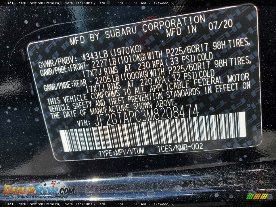2021 Subaru Crosstrek Premium Crystal Black Silica / Black Photo #14