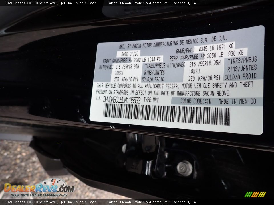 2020 Mazda CX-30 Select AWD Jet Black Mica / Black Photo #12