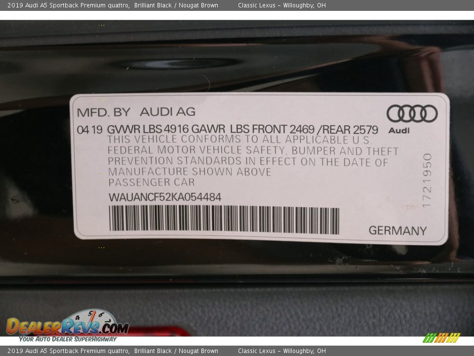 2019 Audi A5 Sportback Premium quattro Brilliant Black / Nougat Brown Photo #20