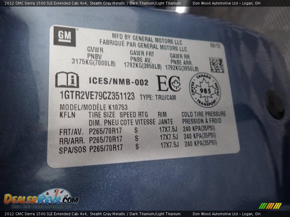 2012 GMC Sierra 1500 SLE Extended Cab 4x4 Stealth Gray Metallic / Dark Titanium/Light Titanium Photo #34