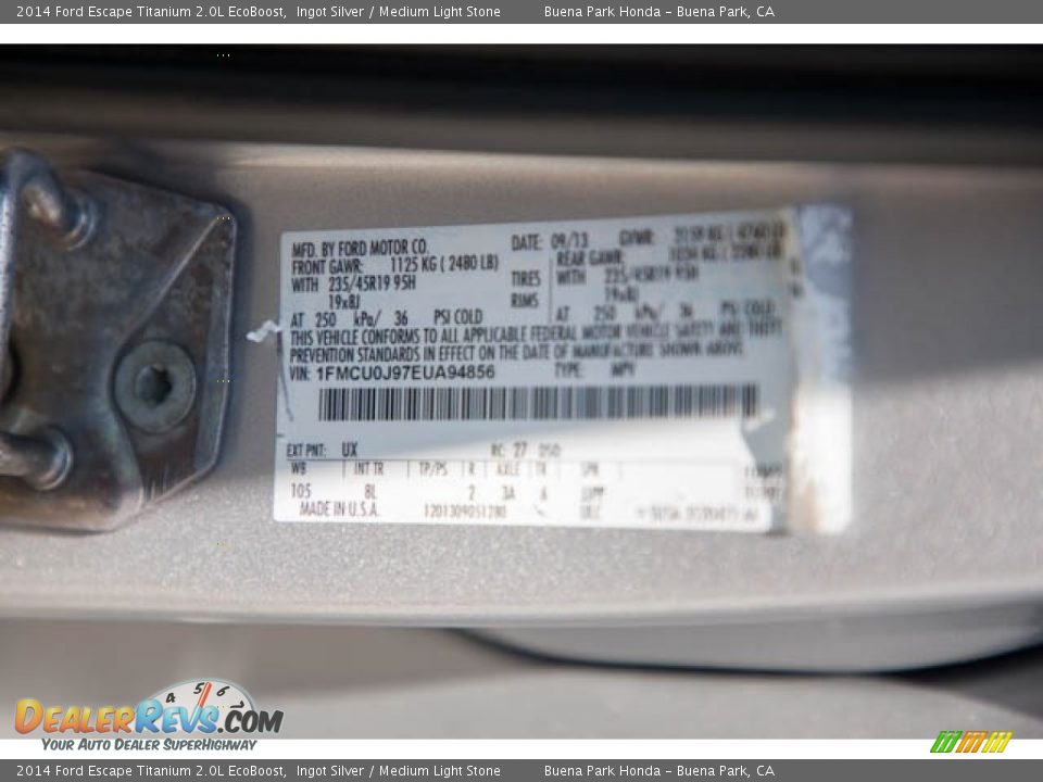 2014 Ford Escape Titanium 2.0L EcoBoost Ingot Silver / Medium Light Stone Photo #35