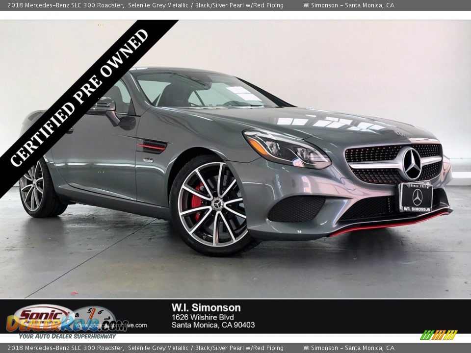 2018 Mercedes-Benz SLC 300 Roadster Selenite Grey Metallic / Black/Silver Pearl w/Red Piping Photo #1