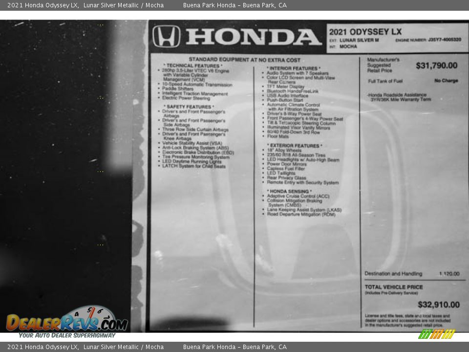 2021 Honda Odyssey LX Lunar Silver Metallic / Mocha Photo #36