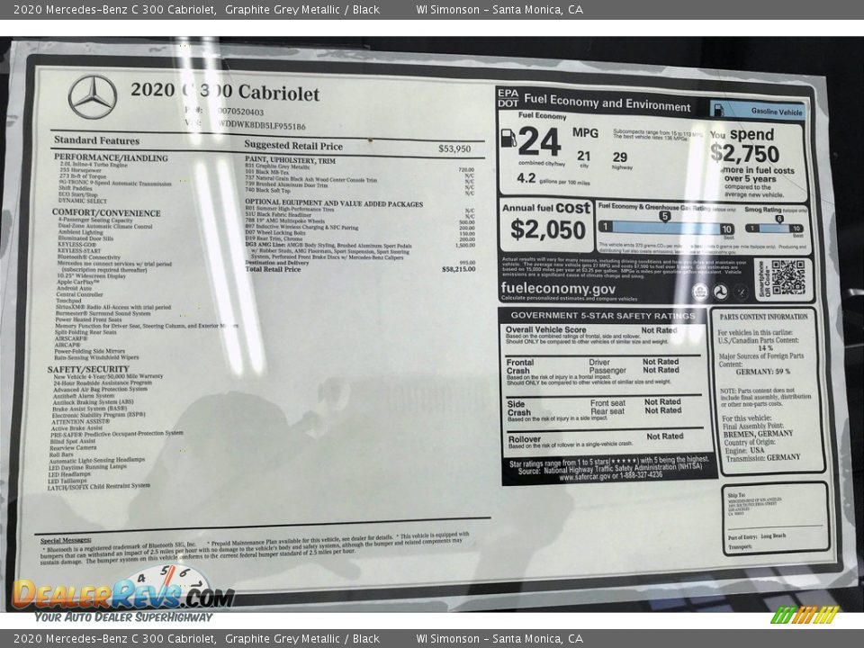 2020 Mercedes-Benz C 300 Cabriolet Graphite Grey Metallic / Black Photo #10