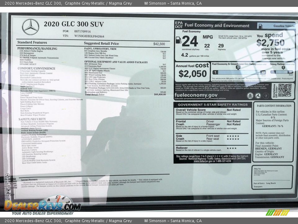 2020 Mercedes-Benz GLC 300 Graphite Grey Metallic / Magma Grey Photo #10