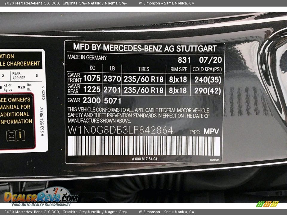 2020 Mercedes-Benz GLC 300 Graphite Grey Metallic / Magma Grey Photo #11