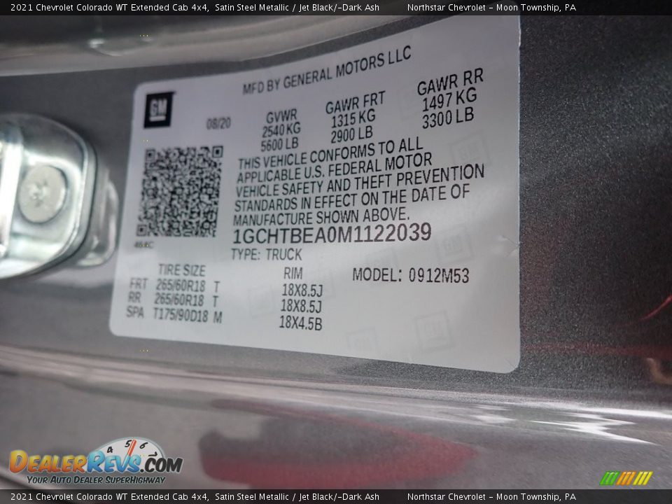 2021 Chevrolet Colorado WT Extended Cab 4x4 Satin Steel Metallic / Jet Black/­Dark Ash Photo #16