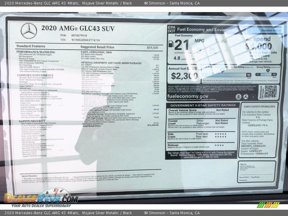 2020 Mercedes-Benz GLC AMG 43 4Matic Mojave Silver Metallic / Black Photo #10