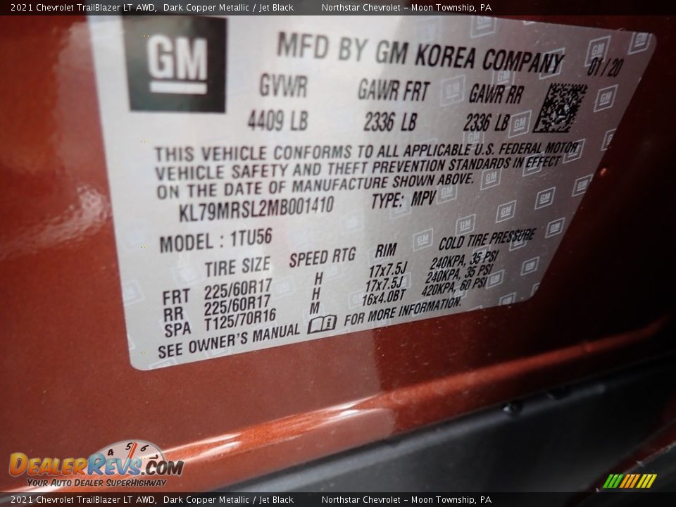 2021 Chevrolet TrailBlazer LT AWD Dark Copper Metallic / Jet Black Photo #14