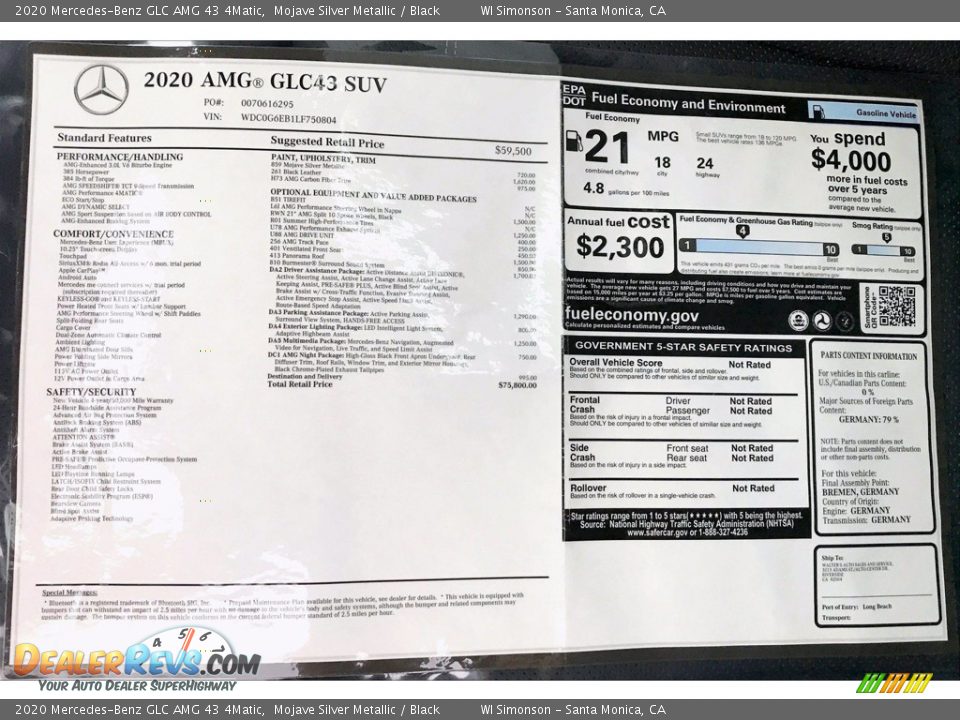 2020 Mercedes-Benz GLC AMG 43 4Matic Mojave Silver Metallic / Black Photo #10