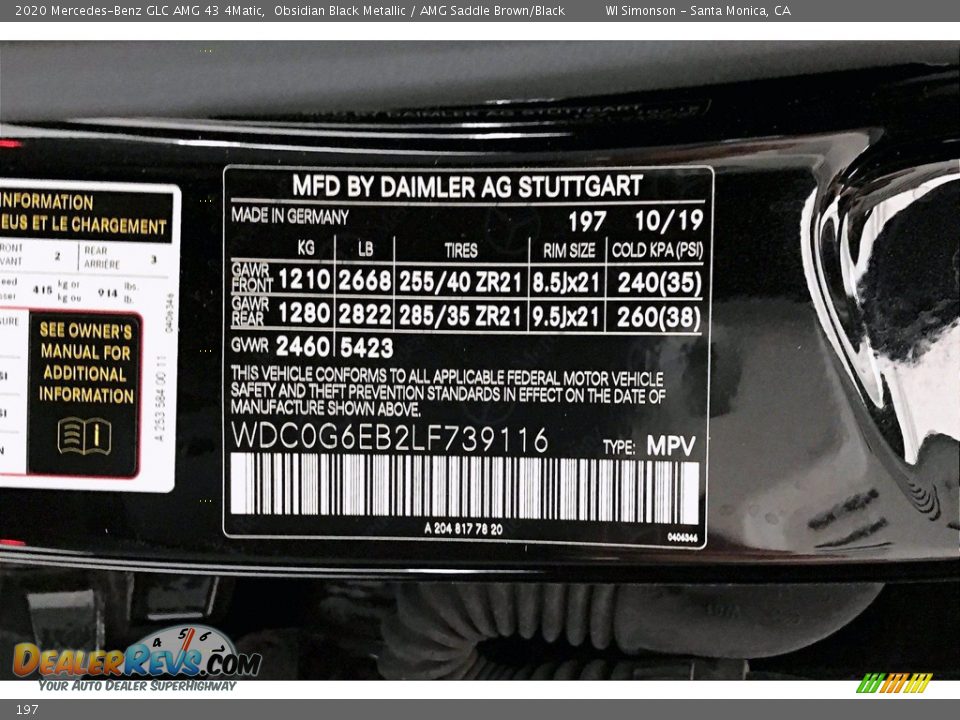 Mercedes-Benz Color Code 197 Obsidian Black Metallic