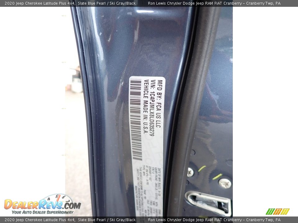 2020 Jeep Cherokee Latitude Plus 4x4 Slate Blue Pearl / Ski Gray/Black Photo #11