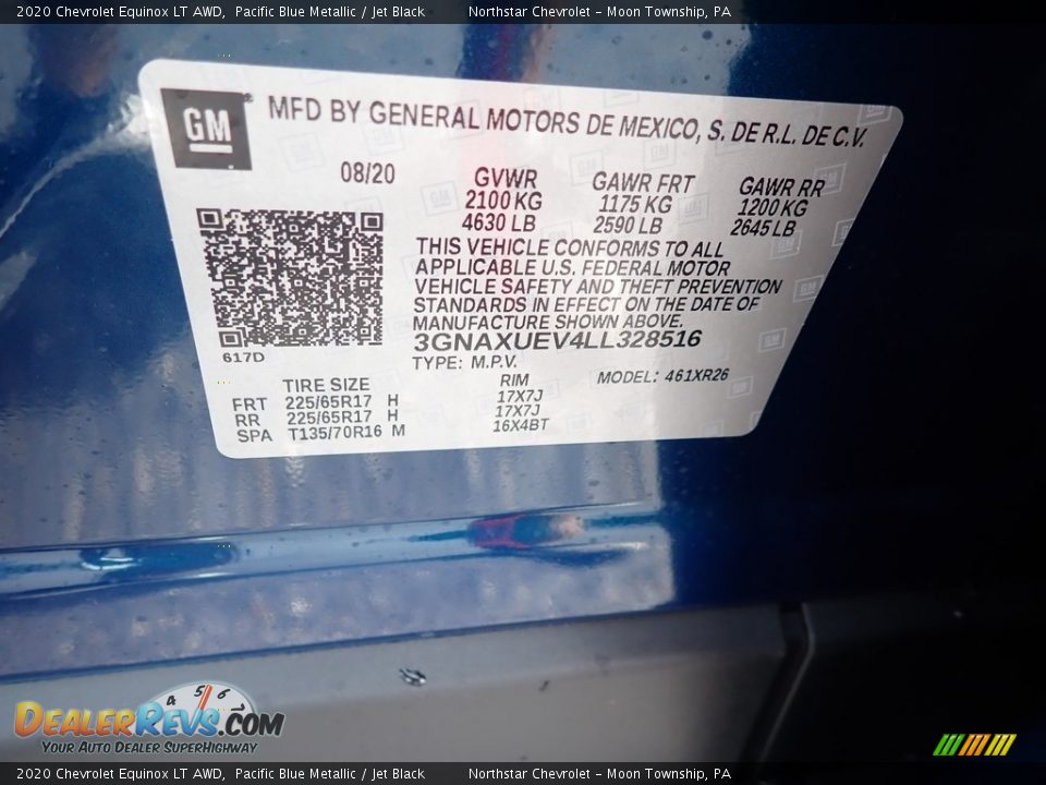 2020 Chevrolet Equinox LT AWD Pacific Blue Metallic / Jet Black Photo #16