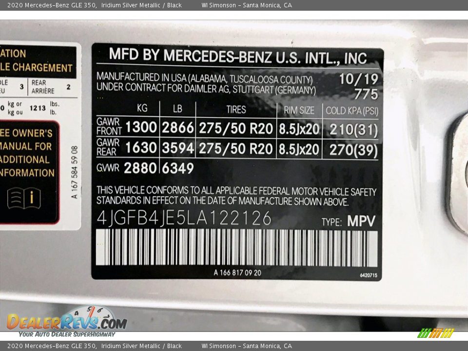 2020 Mercedes-Benz GLE 350 Iridium Silver Metallic / Black Photo #11