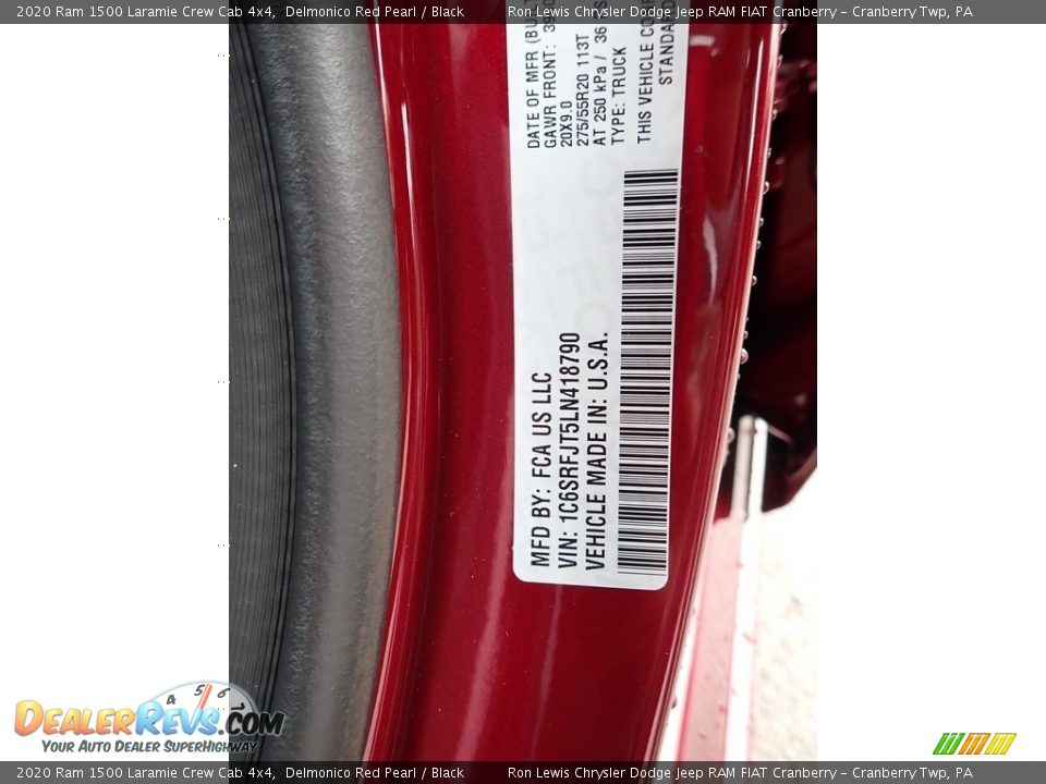 2020 Ram 1500 Laramie Crew Cab 4x4 Delmonico Red Pearl / Black Photo #11