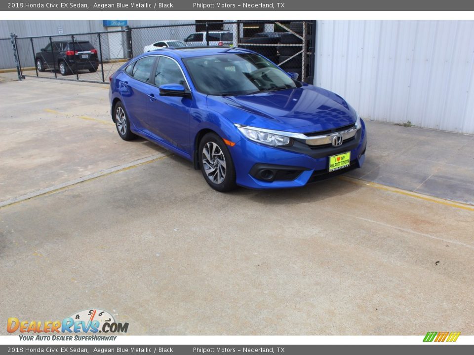 2018 Honda Civic EX Sedan Aegean Blue Metallic / Black Photo #2