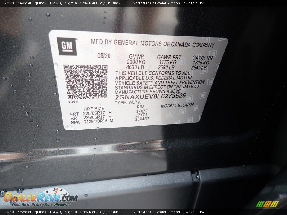 2020 Chevrolet Equinox LT AWD Nightfall Gray Metallic / Jet Black Photo #16