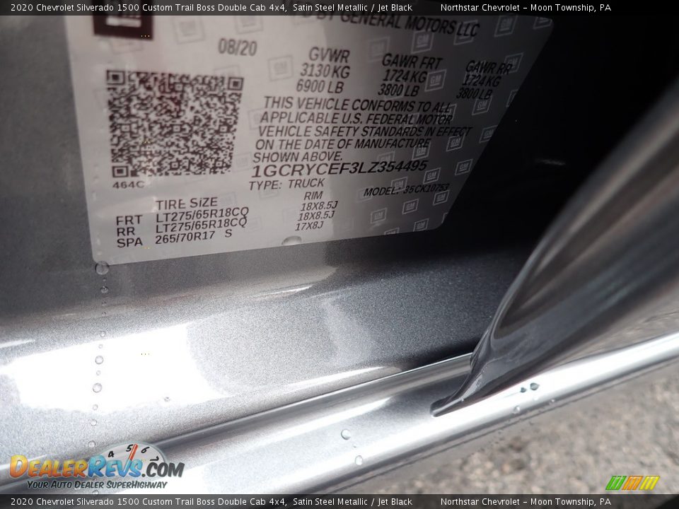 2020 Chevrolet Silverado 1500 Custom Trail Boss Double Cab 4x4 Satin Steel Metallic / Jet Black Photo #16