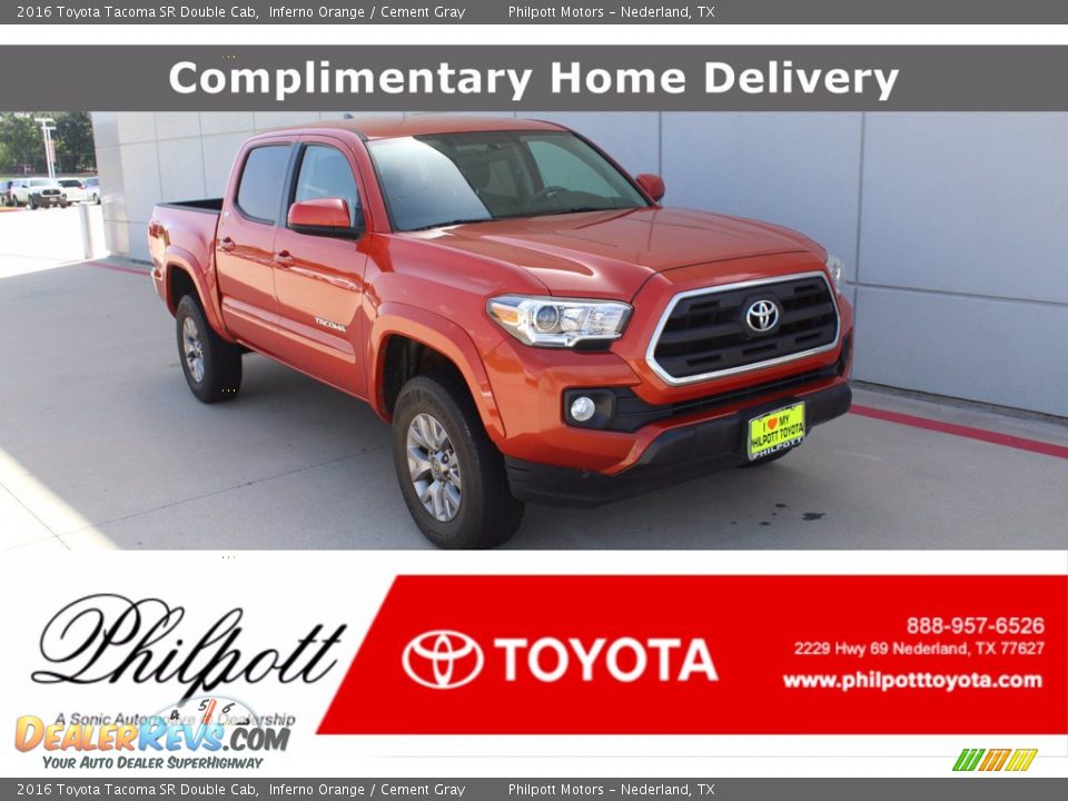 2016 Toyota Tacoma SR Double Cab Inferno Orange / Cement Gray Photo #1