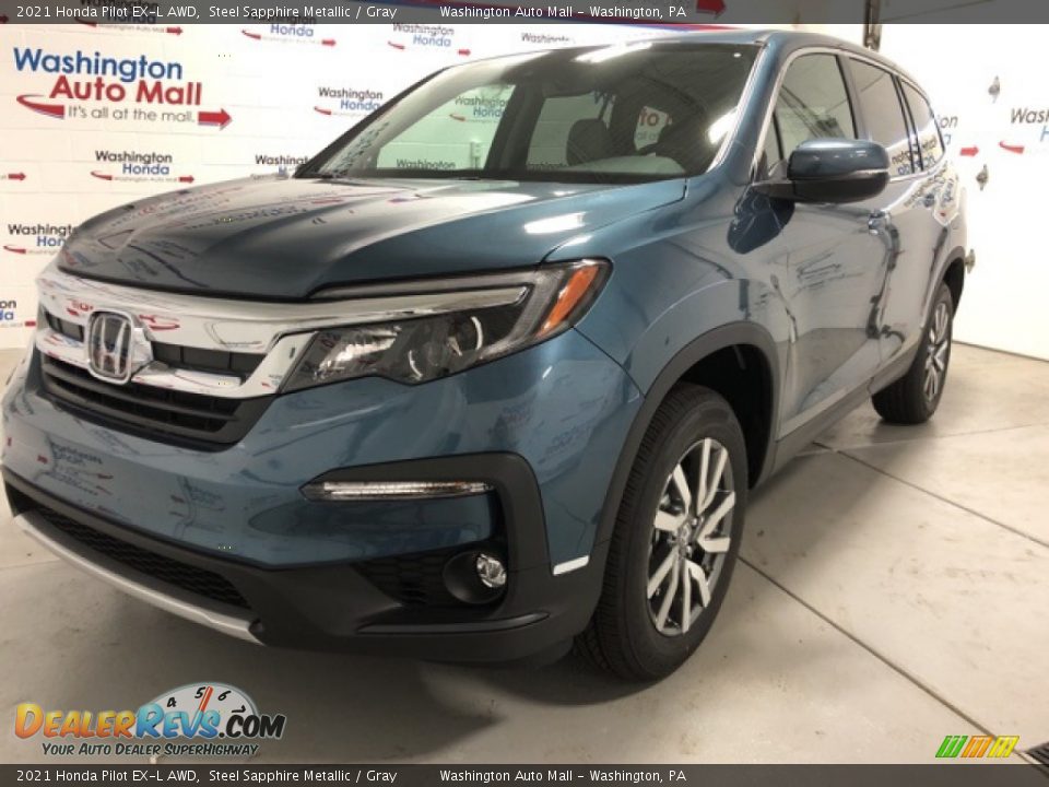 2021 Honda Pilot EX-L AWD Steel Sapphire Metallic / Gray Photo #1