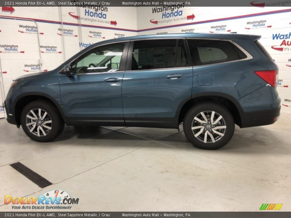 2021 Honda Pilot EX-L AWD Steel Sapphire Metallic / Gray Photo #2