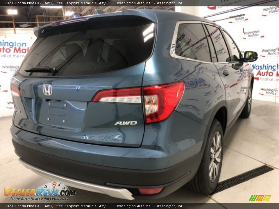 2021 Honda Pilot EX-L AWD Steel Sapphire Metallic / Gray Photo #3