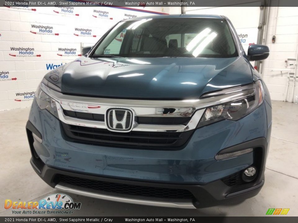 2021 Honda Pilot EX-L AWD Steel Sapphire Metallic / Gray Photo #4