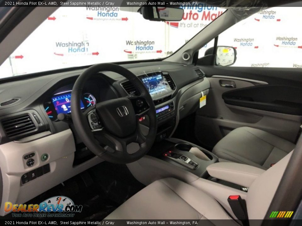 2021 Honda Pilot EX-L AWD Steel Sapphire Metallic / Gray Photo #8