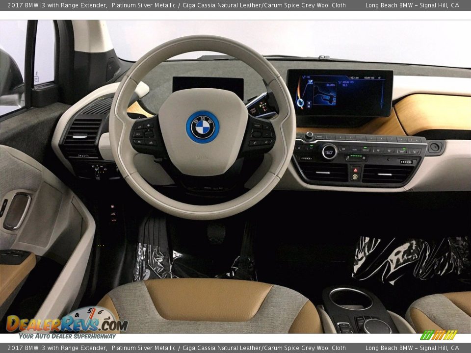 2017 BMW i3 with Range Extender Platinum Silver Metallic / Giga Cassia Natural Leather/Carum Spice Grey Wool Cloth Photo #4