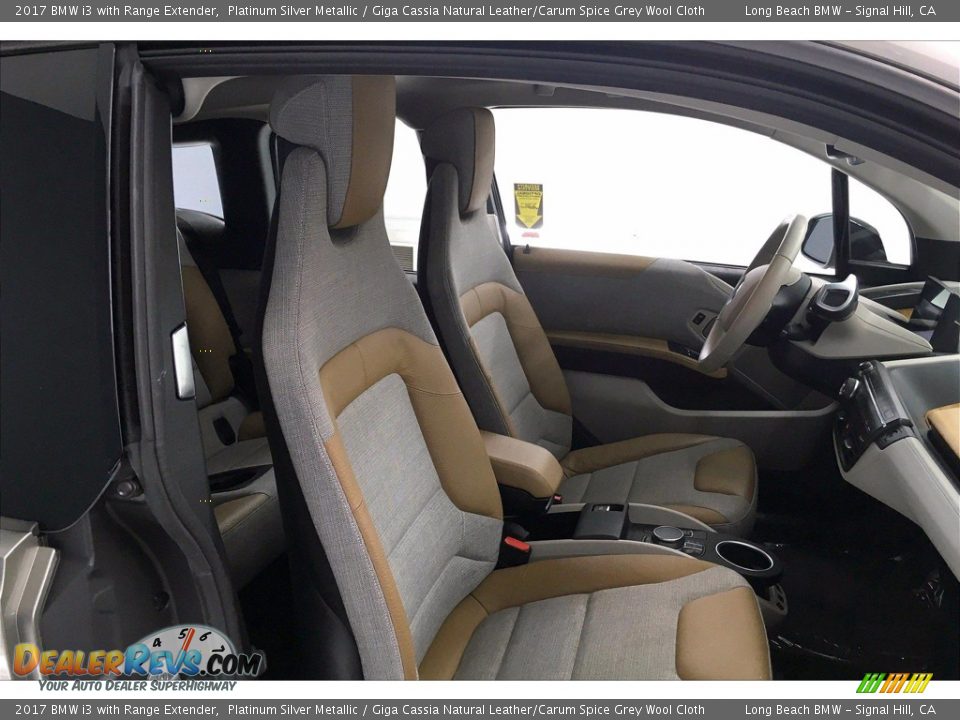 2017 BMW i3 with Range Extender Platinum Silver Metallic / Giga Cassia Natural Leather/Carum Spice Grey Wool Cloth Photo #6
