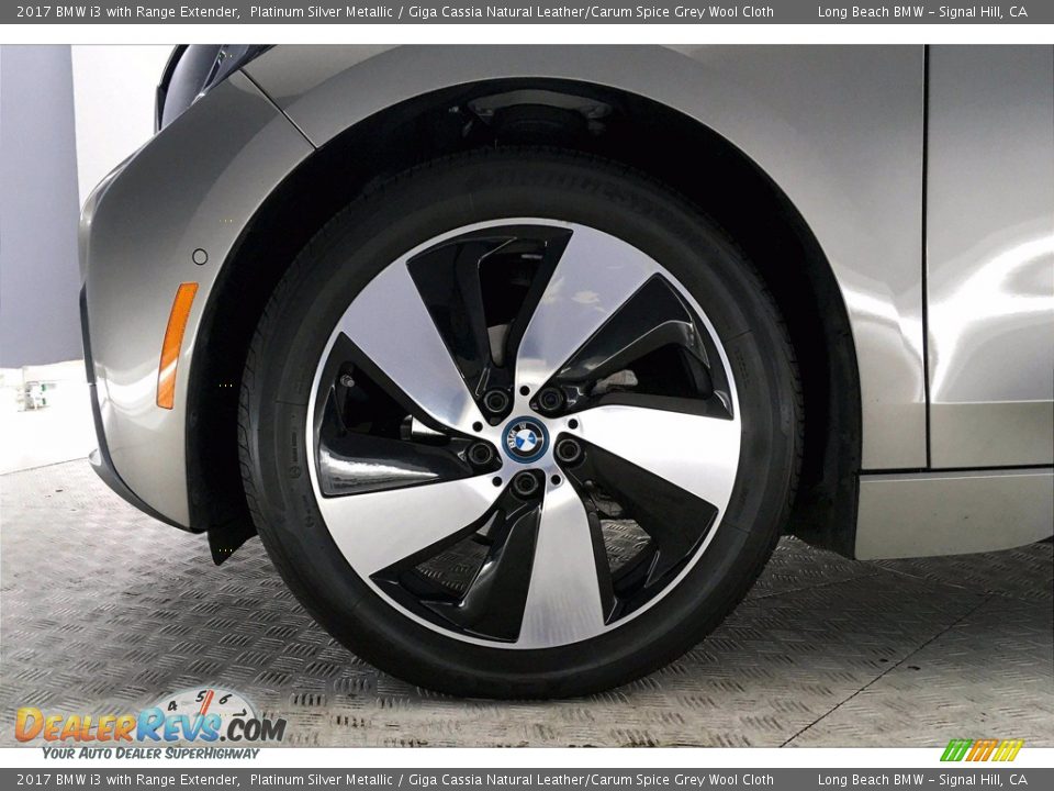 2017 BMW i3 with Range Extender Platinum Silver Metallic / Giga Cassia Natural Leather/Carum Spice Grey Wool Cloth Photo #8