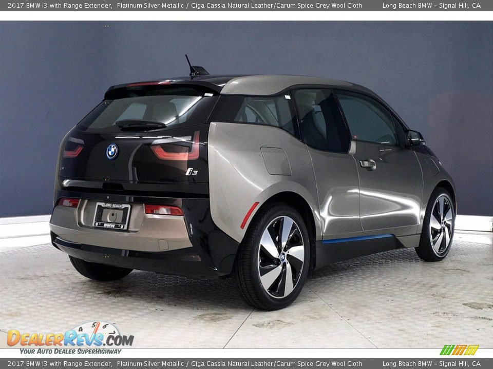 2017 BMW i3 with Range Extender Platinum Silver Metallic / Giga Cassia Natural Leather/Carum Spice Grey Wool Cloth Photo #13
