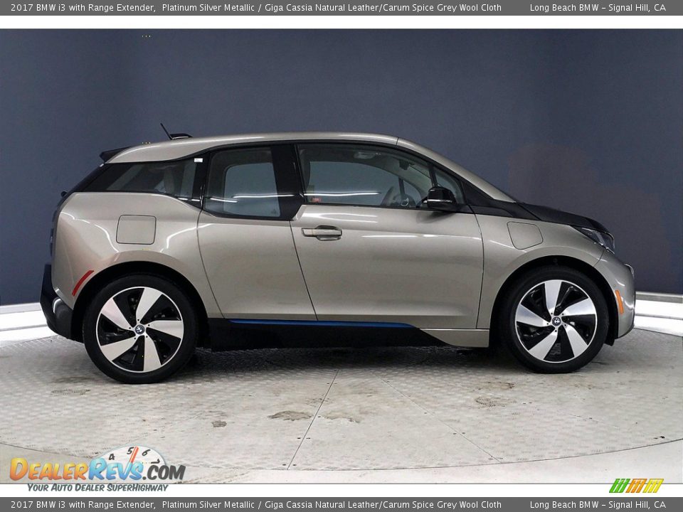 2017 BMW i3 with Range Extender Platinum Silver Metallic / Giga Cassia Natural Leather/Carum Spice Grey Wool Cloth Photo #14