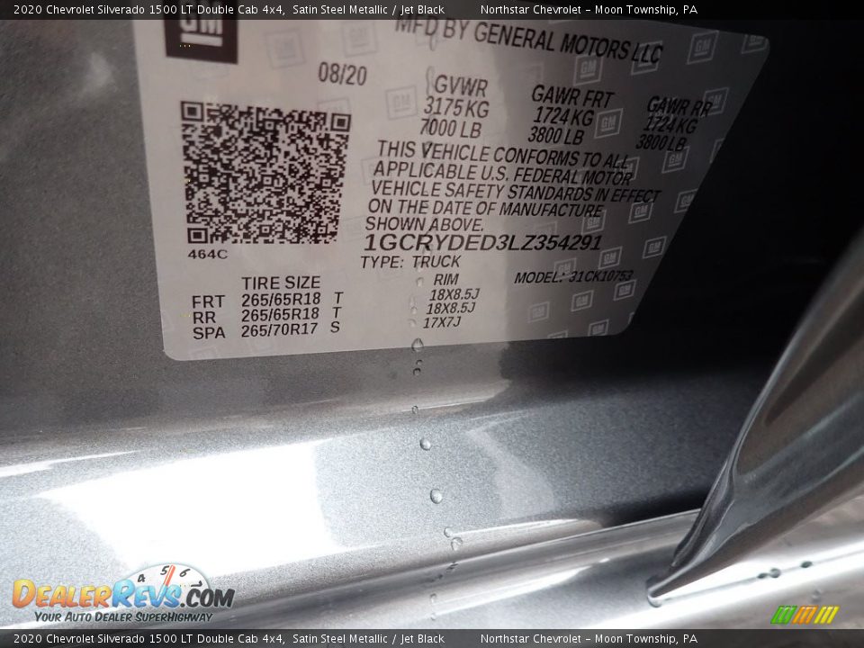 2020 Chevrolet Silverado 1500 LT Double Cab 4x4 Satin Steel Metallic / Jet Black Photo #16