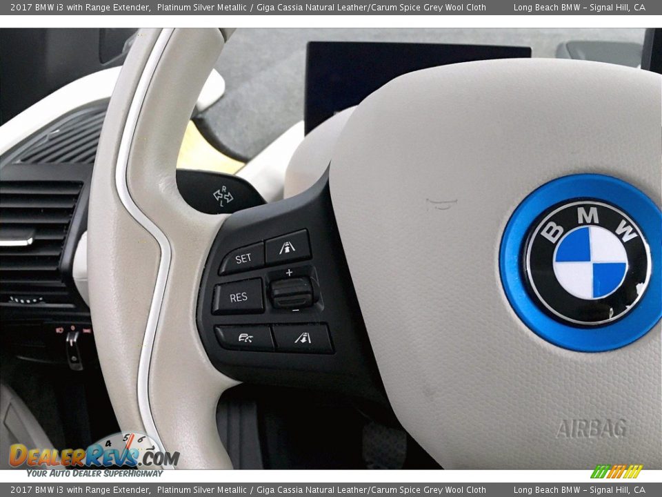 2017 BMW i3 with Range Extender Platinum Silver Metallic / Giga Cassia Natural Leather/Carum Spice Grey Wool Cloth Photo #18