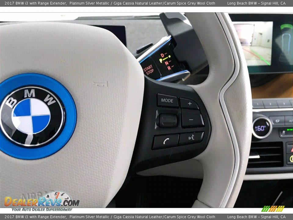 2017 BMW i3 with Range Extender Platinum Silver Metallic / Giga Cassia Natural Leather/Carum Spice Grey Wool Cloth Photo #19