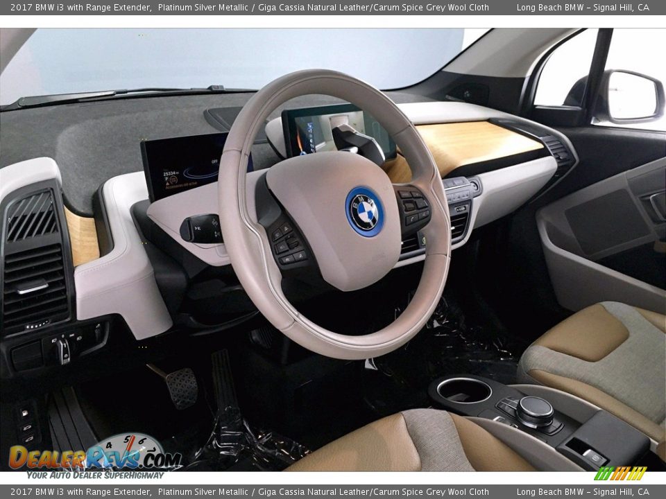 2017 BMW i3 with Range Extender Platinum Silver Metallic / Giga Cassia Natural Leather/Carum Spice Grey Wool Cloth Photo #21